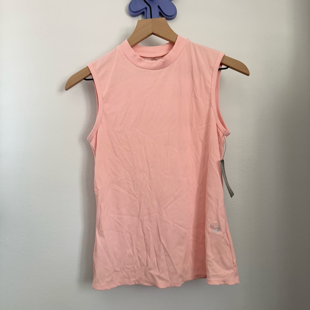 Foray Golf XS NEW Mock Neck Rib Tank‎ Top Powder Pink Athletic Preppy